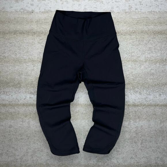 Lululemion Leggings Jet Black Reflective Logo Size 6 - Picture 2 of 5
